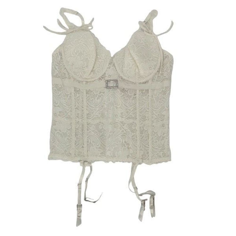 Rhonda Shear Womens Laced Sweetheart Neckline Bustier Bra‎ Cream Size Large